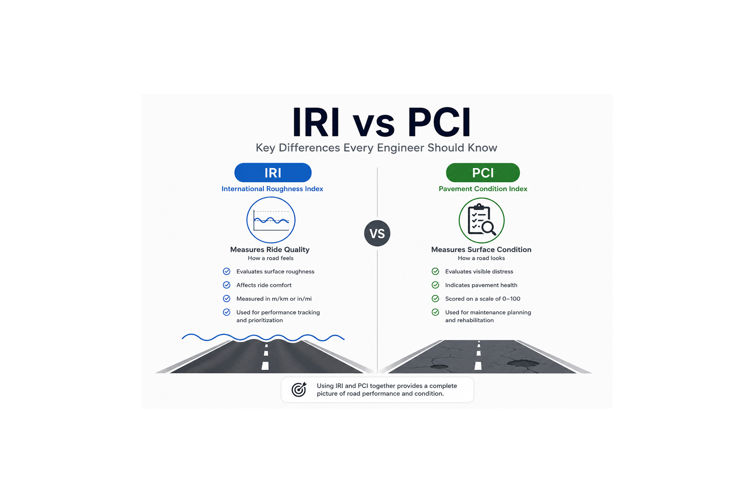 IRI vs PCI: Key Differences Every Engineer Should Know